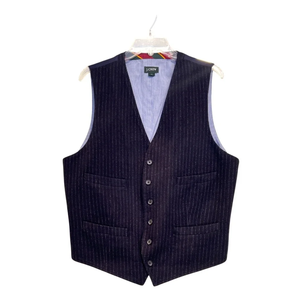 J.Crew English Wool Men's Vest L Old Money Dark Academia Pinstripe Waistcoat